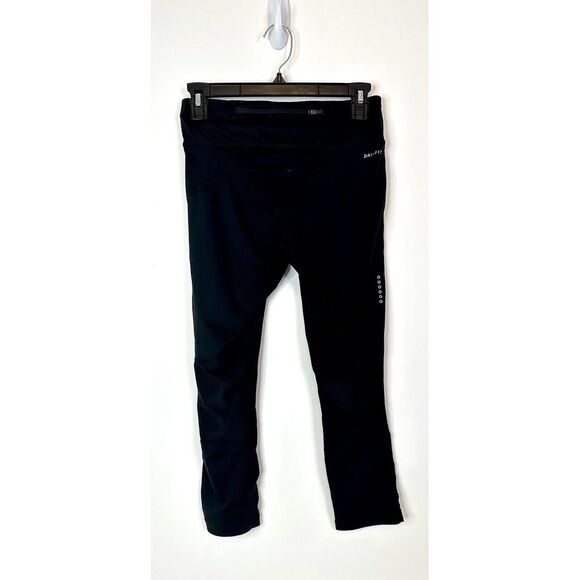 Nike Leggings Womens Small Cropped Mesh Panels Dri Fit Running Black Athletic - Picture 2 of 16